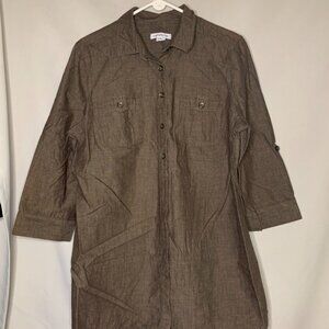 Women's Liz Claiborne Size XL -  Brown 3/4 Sleeve Button Up Shirt / Dress